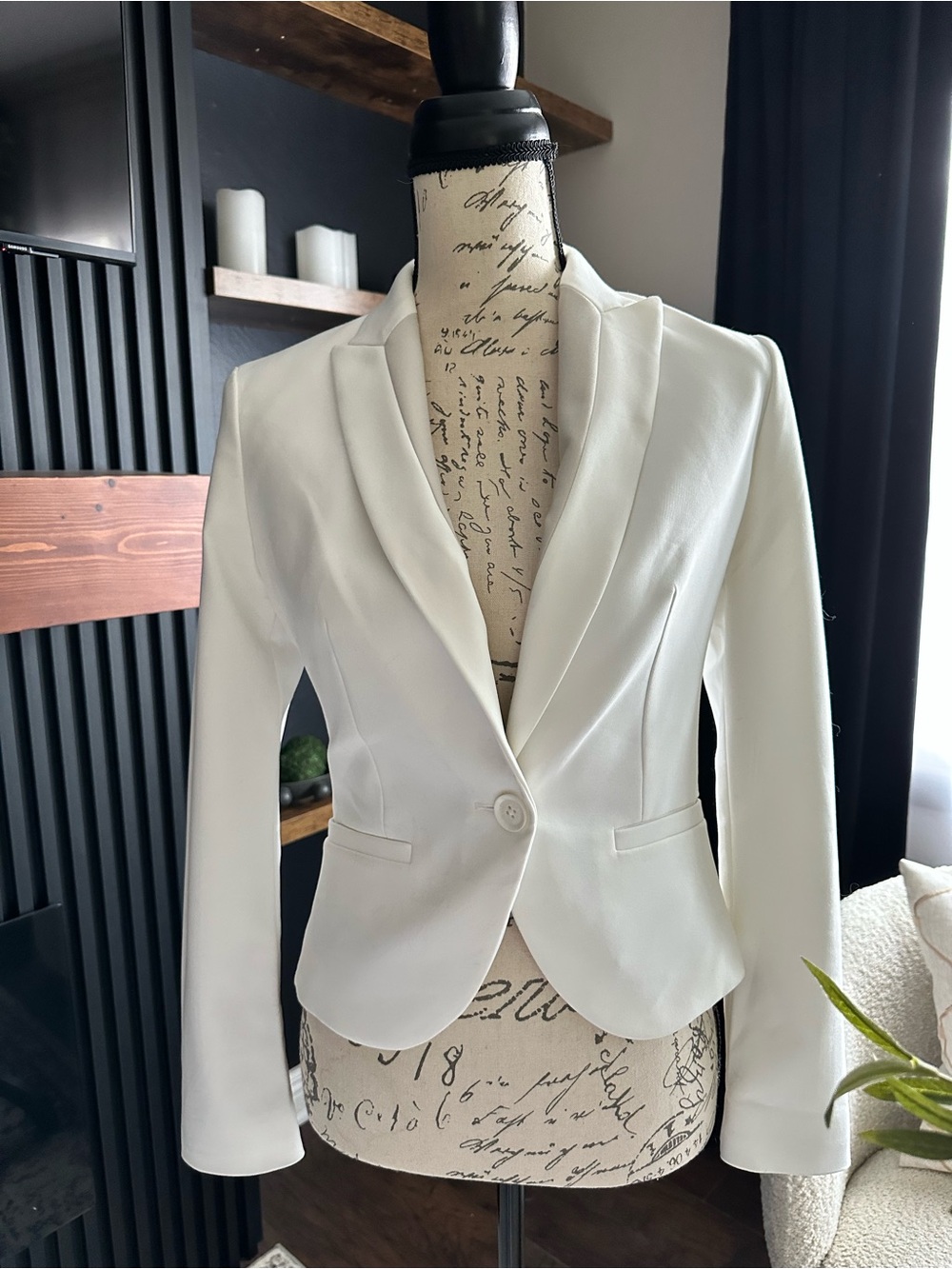 Express White One-Button Blazer Size 2 Career Office Jacket